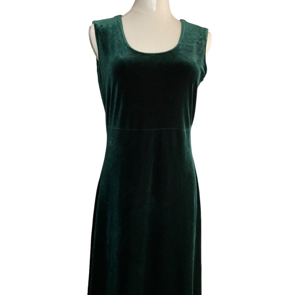 Nina Piccalino Size 6 Green Velvet Maxi Dress Sleeveless Scoop Neck Evening Gown - Picture 8 of 10
